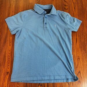 TailorByrd‎ Blue White Striped Short Sleeve Golf Polo Shirt Men's Size M
